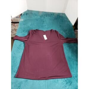 Express Top Size Small Womens Red Lace Up Long Sleeves Ladies Stretch NWT